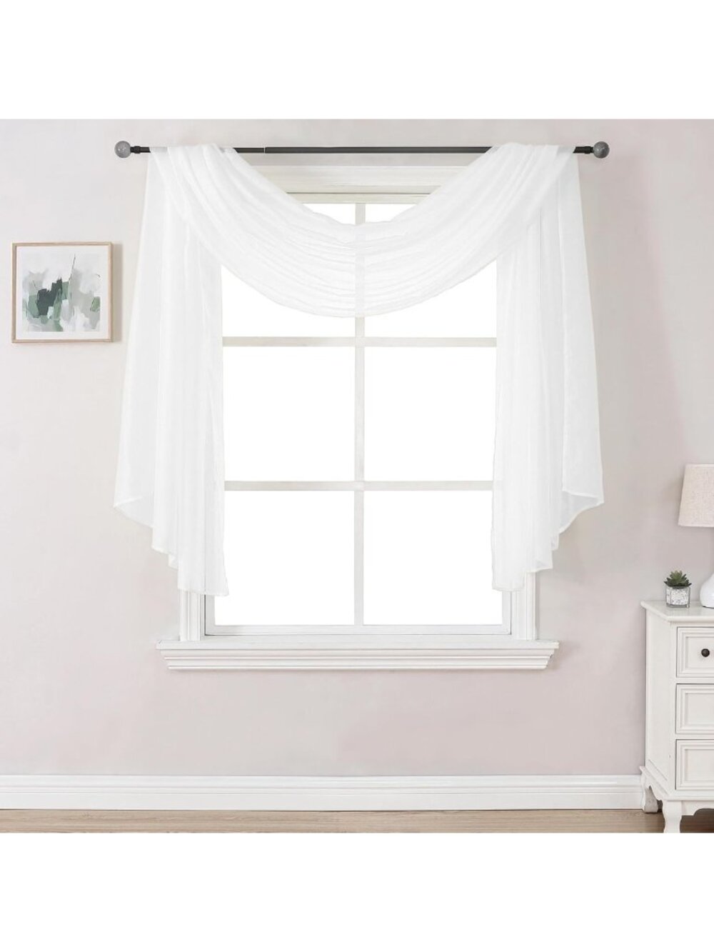 144-Inch Luxury Soft Semi-Sheer Window Scarf Valance for Weddings & Parties